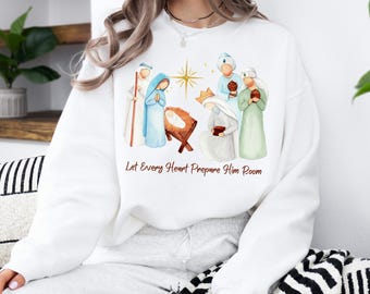 Nativity Scene Sweatshirt, Christian Christmas Hoodie, Christmas Nativity Sweater, True Story Nativity, Religious Christmas Gifts, Jesus Tee