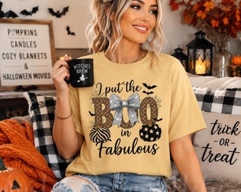 Comfort Colors® I Put The Boo in Fabulous Shirt, Coquette Halloween Shirt, Spooky Season Shirt, Pumpkin Tee Halloween Mama Tee Halloween Tee