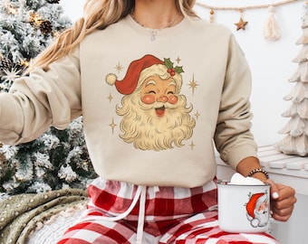 Santa Claus Sweatshirt, Vintage Santa Shirt, Classic Christmas Gift, Xmas Shirt for Women, Christmas Gift, Holiday Party Sweatshirt