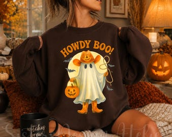 Halloween Boo Haw Shirt, Funny Ghost Cowboy Sweatshirt, Western Halloween Tee, Spooky Season Fall Sweatshirt, Country Girl Shirt Gift
