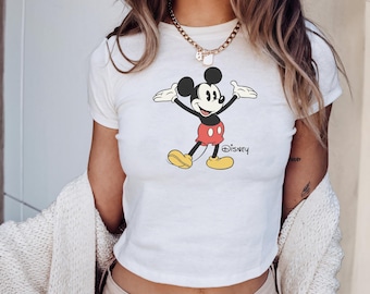 Retro Mickey Disney Baby Tee, Classic Mickey Baby Tee, Y2k 90s Style Mickey Mouse Tee, Christmas Gift Baby Tee