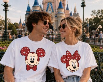 Koszulka Disney Couples Mickey And Minnie Mouse, Koszulka Walentynkowa Myszka Miki i Minnie, Bluza z kapturem Magic Kingdom, Bluza z kapturem Disney Trip Couple