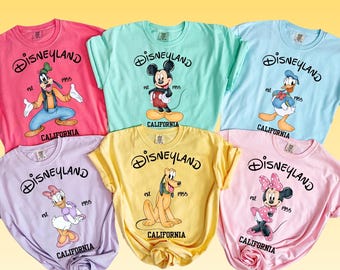 Comfort Colors® Disneyland California Family Trip T-Shirt, Retro Mickey and Friends Matching Vacation Tee, Disney Group Tees, Baby Shirt