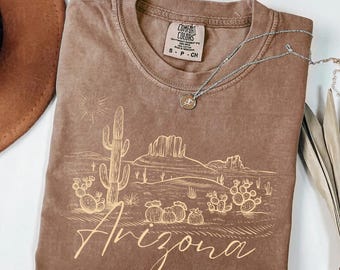 Comfort Colors® Arizona Desert T-Shirt, Retro Arizona Sweatshirt, Arizona Long Sleeve Tee, Cactus Shirt, Desert Sweatshirt, Arizona Gifts