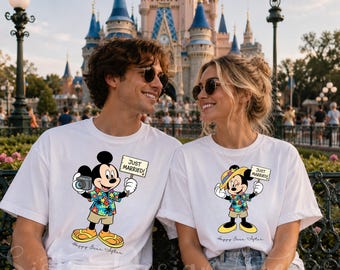 Koszulka Disney Mickey & Minnie, Koszulka dla pary Mickey Minnie „Happy Ever After”, Bluza ślubna Disney, Koszulka pasująca do kompletu „Just Married Honeymoon”