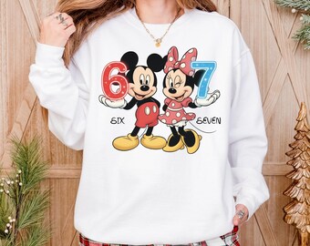 Comfort Colors® Mickey Minnie Six Seven Shirt, 67 Trend Tee Sweatshirt, Funny Number Meme Shirt Viral TikTok Saying Shirt, Gen Z Gifts
