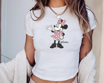 Retro Minnie Disney Baby Tee, Classic Minnie Baby Tee, Y2k 90s Style Minnie Mouse Tee, Christmas Gift Baby Tee