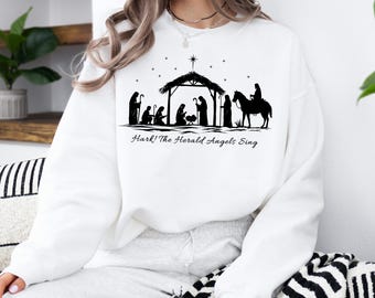 Nativity Scene Sweatshirt, Christian Christmas Hoodie, Christmas Nativity Sweater, True Story Nativity, Religious Christmas Gifts, Jesus Tee