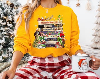 Bluza świąteczna z lat 90., koszula z motywem filmu retro, bluza świąteczna vintage, bluza z okrągłym dekoltem z motywem filmu lat 90., zimowy prezent dla niej, prezent świąteczny