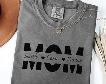 Comfort Colors®Personalized Mom Shirt, Mom Shirt With Kid Names, Kids Names Mom Shirt, Shirt For Mom, Mom Shirt with Kids Names Sweatshirt