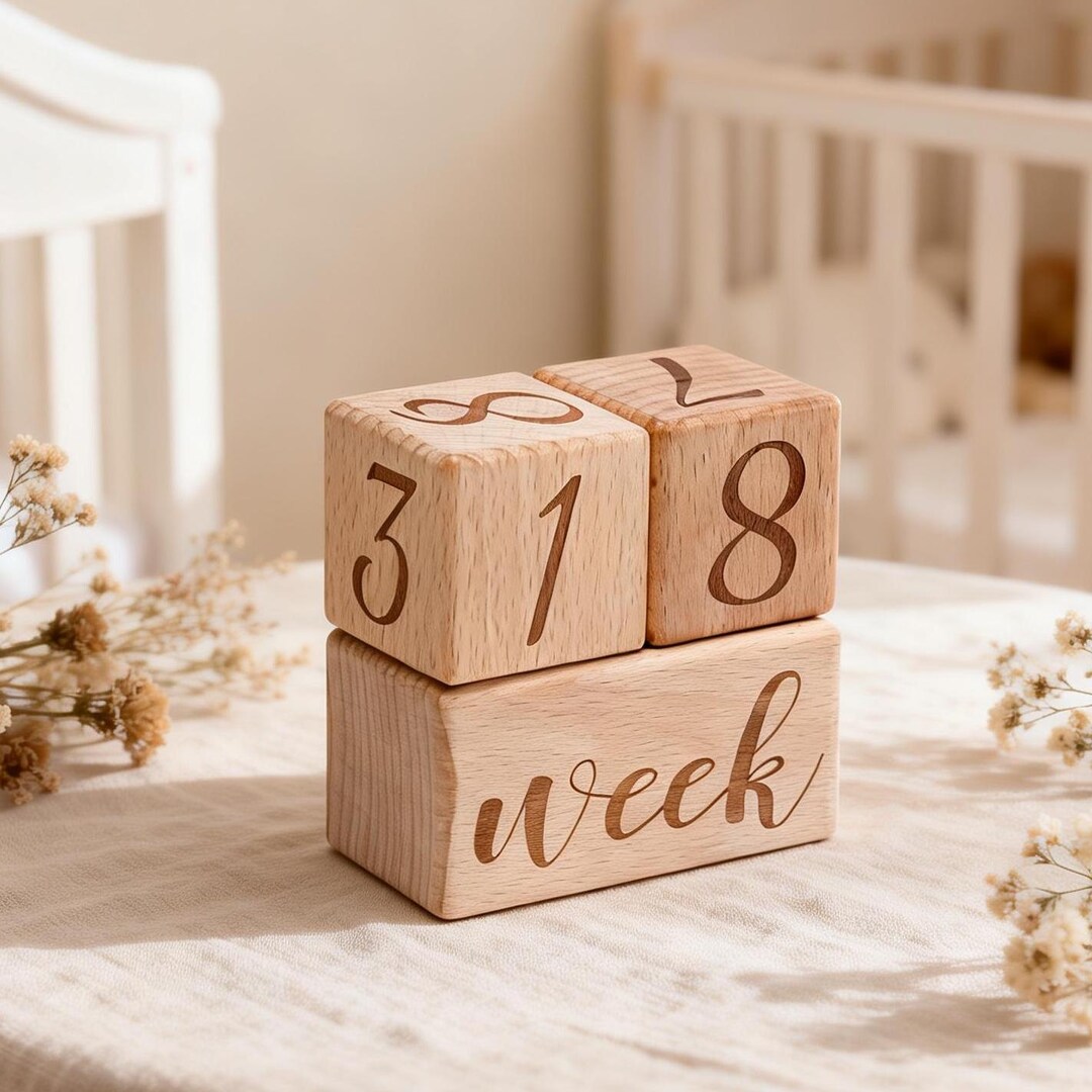Mother's Day Giftbaby Milestone Blocks, Wooden Month Week Blocks ...