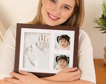 Regalo para el Día de la Madre: Marco personalizado con huella de bebé para mamá, huella grabada personalizada, recuerdo para el Día de la Madre, marco de fotos para mamá primeriza.