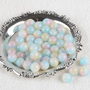 Perline di vetro pastello iridescenti da 10 mm, perline color caramella per la creazione di gioielli fai da te, forniture per bracciali e collane, forniture per il fai da te, perline kawaii
