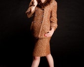 Vintage 1960s Barberini Skirt Suit - Italian Beaver Fur Collar - Winter Fashions