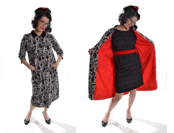 Vintage 1950s Jerry Gilden Coat - Black and White