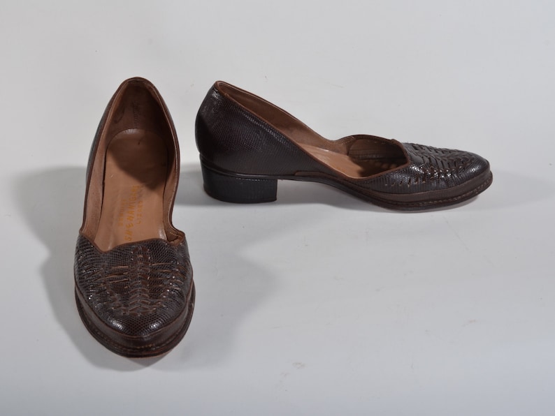 Lagarto N Travesuras Brown Lizard 7 Java Caída 6 Modas Zapatos Vintage Tamaño Mocasines 1940s WY29eEHID