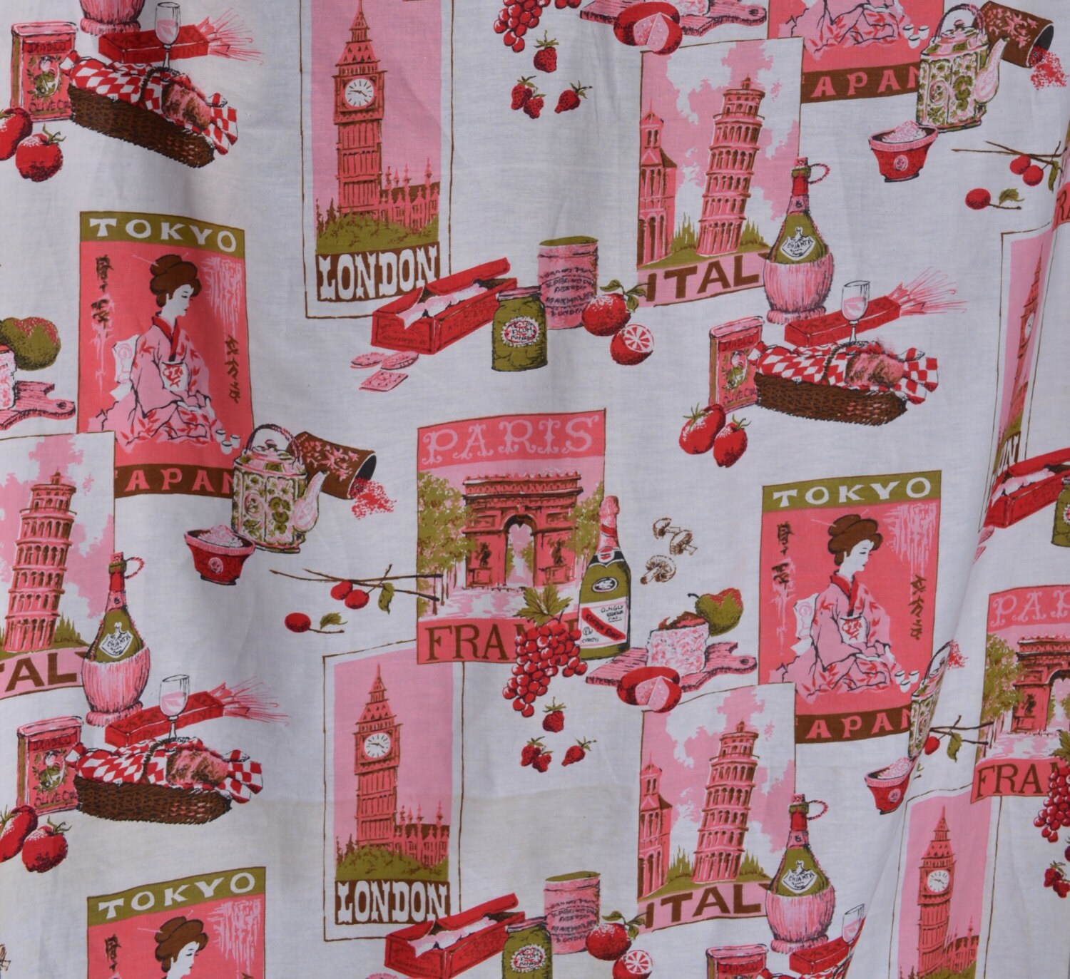Vintage des années 1950 nouveauté impression tissu - métrage voyage - 8 Yards 36 large boulon - fournitures de couture Vintage Vintage Vintage des années 1950 nouveauté impression tissu - métrage voyage - 8 Yards 36 large boulon - fournitures de couture 66cf16