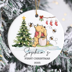 Palline di Natale personalizzate per il primo bambino, decorazioni natalizie ricordo personalizzate, regali per neonati, decorazioni per l&#39;albero di Natale, classico ricordo di Winnie the Pooh
