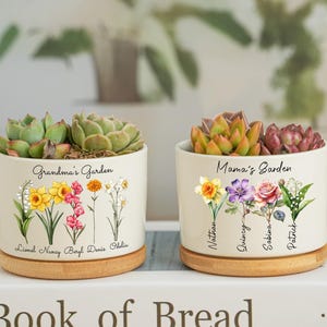 Mother's Day Gift Planter,Personalized Flower Pot, Birth Month Flower Plant Pot,Moms/Nanas/Grandmas Garden Gift, Moms Gift From Daughter