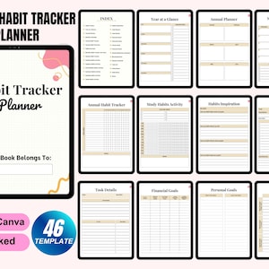Digital Habit Tracker, GoodNotes Digital Planner, iPad Planner, Daily, Monthly, Yearly Habit Tracker, Simple Goal Tracker, Routine Tracker