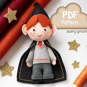 PDF Wizard Boy Felt Pattern / Boy Wizard / Magical Felt Pattern / Wizard Felt Ornament / DIY Felt Doll Pattern / Wizarding Pattern