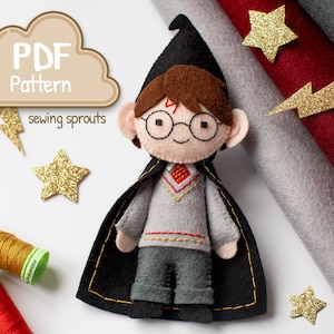PDF Wizard Boy Felt Pattern / Boy Wizard / Magical Felt Pattern / Wizard Felt Ornament / DIY Felt Doll Pattern / Wizarding Pattern
