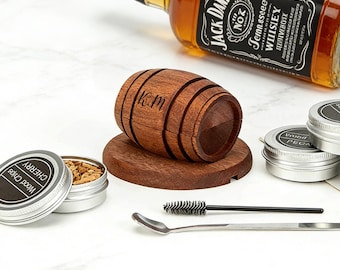 Personalized Whiskey Smoker Kit with Wooden Smoke Lid, Custom Whiskey Smoking Set, Premium Wood Gift Box, Luxury Gift for Dad & Him