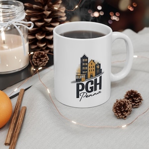 Pittsburgh Cityscape Mug, 11oz Coffee Cup, PGH Penn Mug, Gift for Pittsburgh Lovers, Custom Urban Mug, City Souvenir