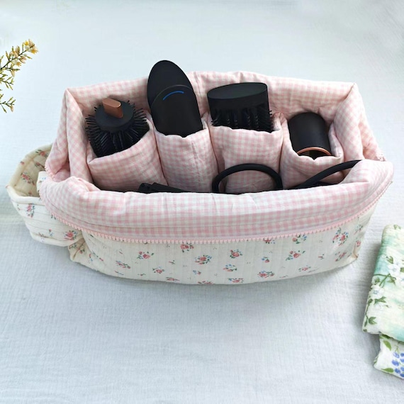 Cotton Hair Dryer Storage Bag, Handmade Anti-scratch Quilted Travel Zipper Bag , Ideal Home & Travel Storage Gift