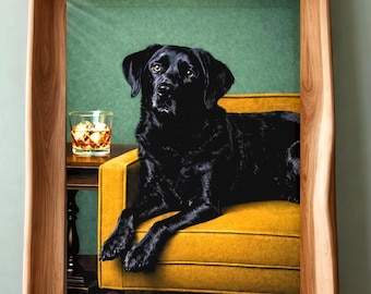 Black Labrador Print, Mid-Century Modern Dog Art (A4 & A3 Digital Download)