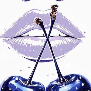 Shimmering Cherry Lips Art Print: Retro Glam Home Decor (Digital Download)