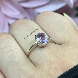 Dainty Lavender Sapphire Gemstone Ring 925 Sterling Silver Beautiful Lavender Sapphire Ring Engagement Wedding Anniversary Ring Gift For Her