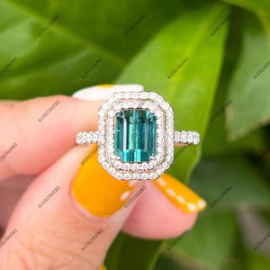 Indicolite Tourmaline Gemstone Ring 925 Sterling Silver Tourmaline Ring Promise Ring Gift For Her Tourmaline Ring Vintage Tourmaline Ring