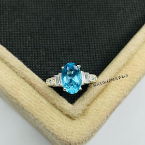Aquamarine Ring Beautiful Oval Cut Aquamarine Ring 925 Sterling Silver Aquamarine Ring Alluring Aquamarine Ring for Engagement Wedding Ring
