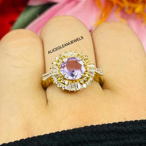 Lavender Sapphire Ring: Round Cut Sterling Silver, Elegant Setting