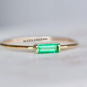 Bague émeraude baguette : anniversaire de fiançailles en argent sterling 925