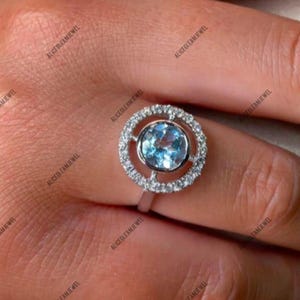 Round Cut Cut Natural London Blue Topaz Gemstone Ring 925 Sterling Silver London Blue Topaz Ring Engagement Wedding Anniversary Ring.