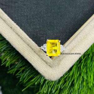 Gelber Saphir Ring wunderschöner gelber Saphirring 925 Sterlingsilber gelber Saphirring für ihren Verlobungsring Ehering.
