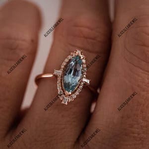 Marquise Cut Aquamarine Ring Gift For Her 925 Sterling Silver Aquamarine Ring Engagement Wedding Ring Promise Ring for Her Aquamarine Ring.