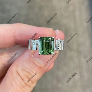Hermoso diseño de anillo de turmalina verde en plata de ley 925, anillo de turmalina vintage, regalo para ella, anillo de promesa, anillo de aniversario de bodas.