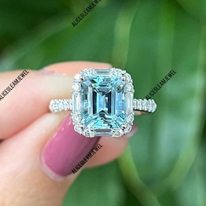 Gorgeous Aquamarine Gemstone Ring 925 Sterling Silver Aquamarine Ring gift For Her Aquamarine Ring Engagement Wedding Anniversary Ring.