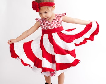 Peppermint Swirl Dress Candy Cane Dress  Candy Dress Swirl Dress Girls Boutique Dress Red and White Swirl Dress Peppermint Dress