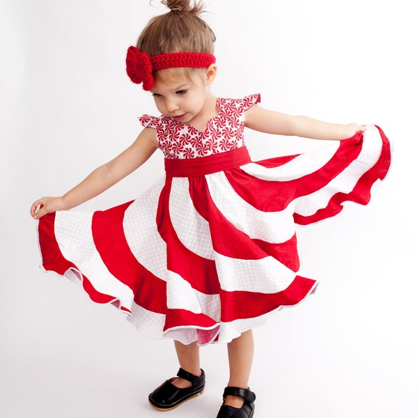 Peppermint Swirl Dress Candy Cane Dress  Candy Dress Swirl Dress Girls Boutique Dress Red and White Swirl Dress Peppermint Dress