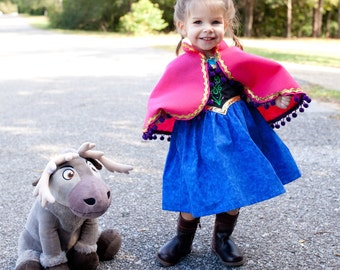 Little Girl Anna Dress and Cape,  Anna Costume,  Princess Dress and Cape, Anna Cape, Princess Anna