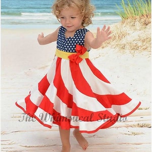 Girls 4th of July Dress, Patriotic Girls Dress, Red White and Blue Pageant Dress, July 4th dress