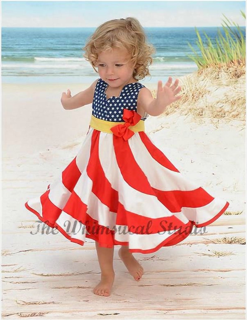 Girls 4th of July Dress, Patriotic Girls Dress, Red White and Blue Pageant Dress, July 4th dress 