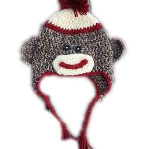 Sock Monkey Hat-  Baby Sock Monkey Hat- Infant Sock Monkey Hat- Baby Sock Monkey Hat