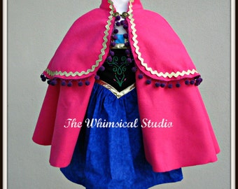 Anna costume, Anna dress and cape, princess Anna dress