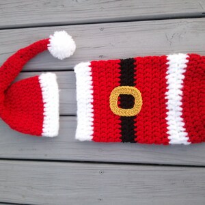 Newborn Santa Cocoon and Hat (Sizes 0-6 Months) Baby Santa Cocoon and Hat- Crochet Santa Hat- Santa Cocoon Ourfit - Newborn Santa Photo Prop