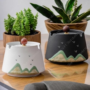 Handmade Ceramic Landscape Ashtray – Unique Handcrafted Design – Perfect for Smokers and Home Decor